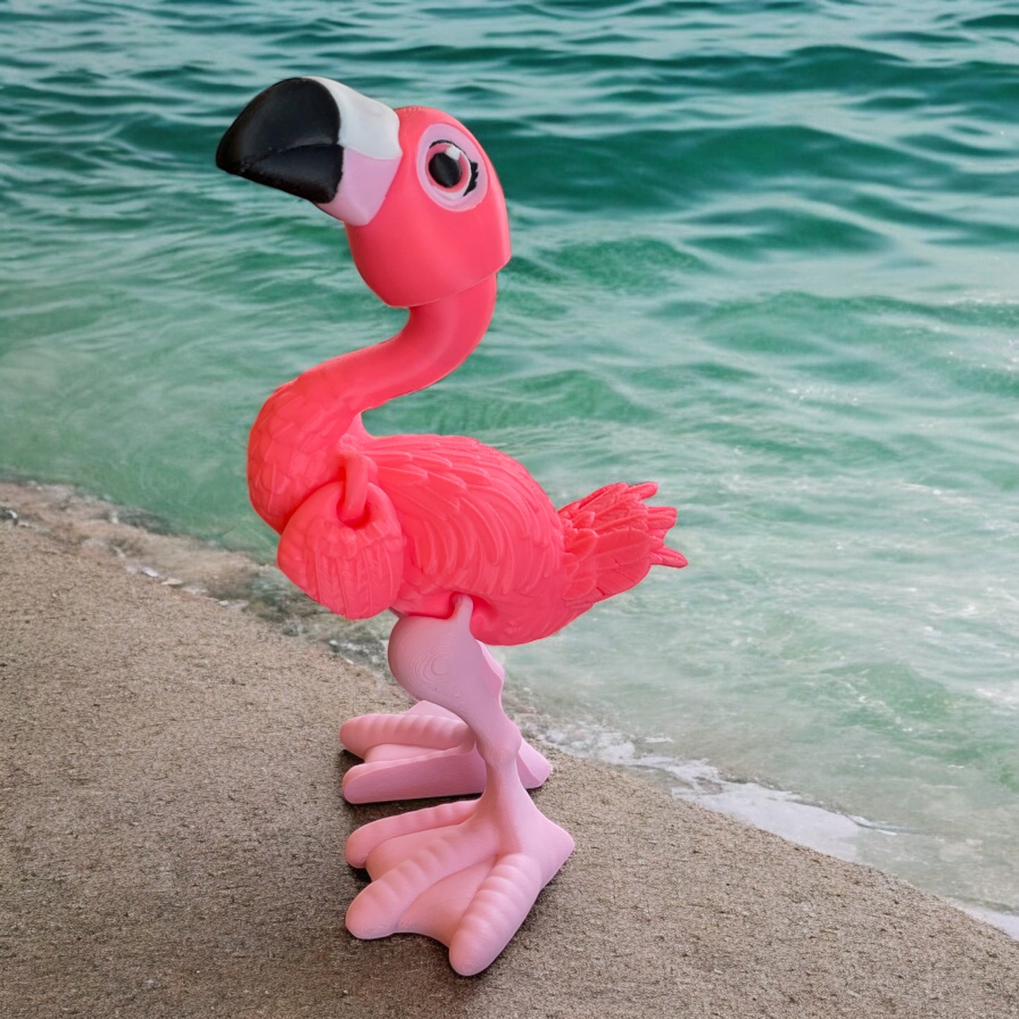 Colorful 3D Printed Cartoon Flamingo