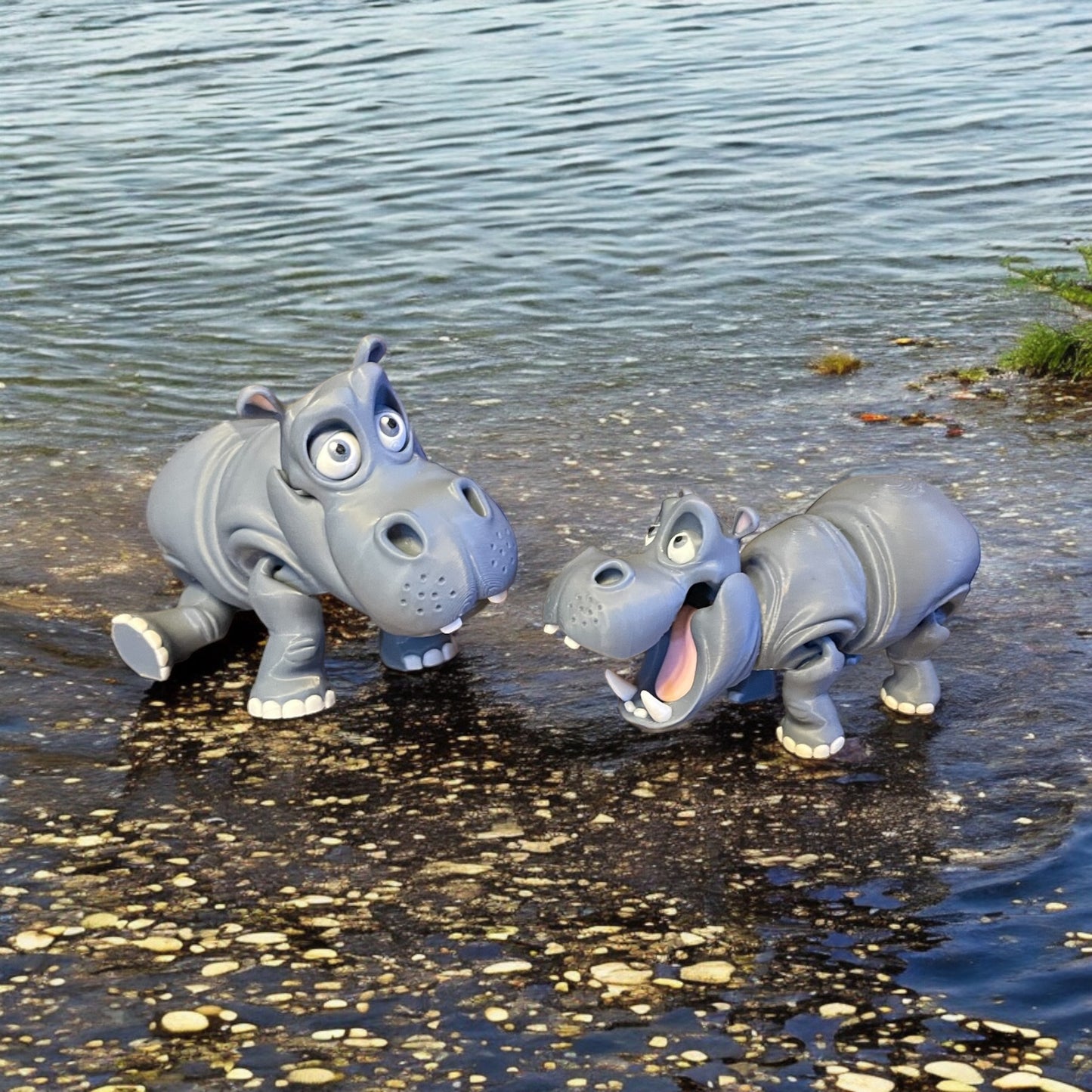 Whimsical 3D Printed Cartoon Hippopotamus