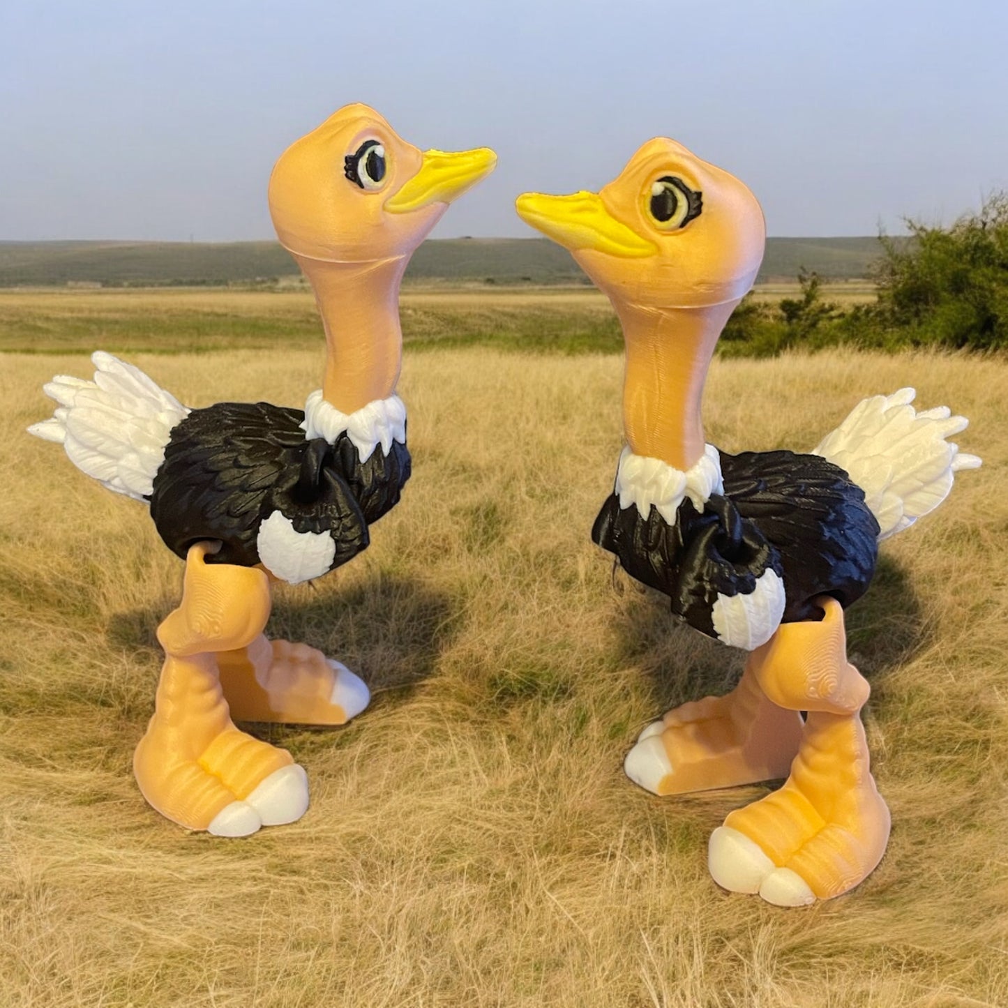 Playful 3D Printed Cartoon Ostrich